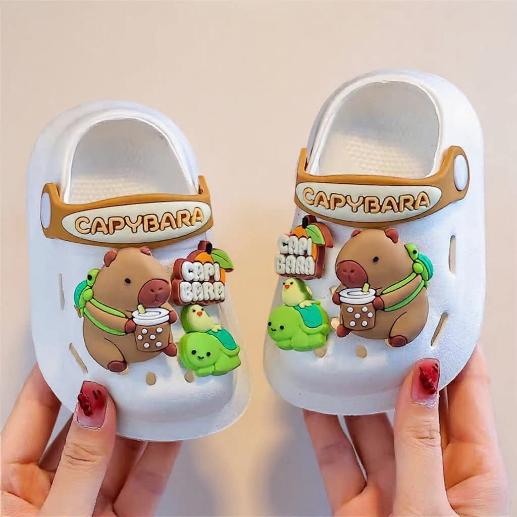 Trendy Unisex Kids Clogs – Lightweight Anti-Slip Cartoon Sandals for Boys & Girls (Pink, Yellow, White