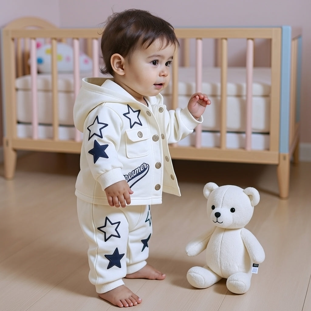 Dreamer Star Denim Jacket & Pants Set for Baby Boys 🌟 Premium 3-Piece Co-ord Set | 4 Colors Available