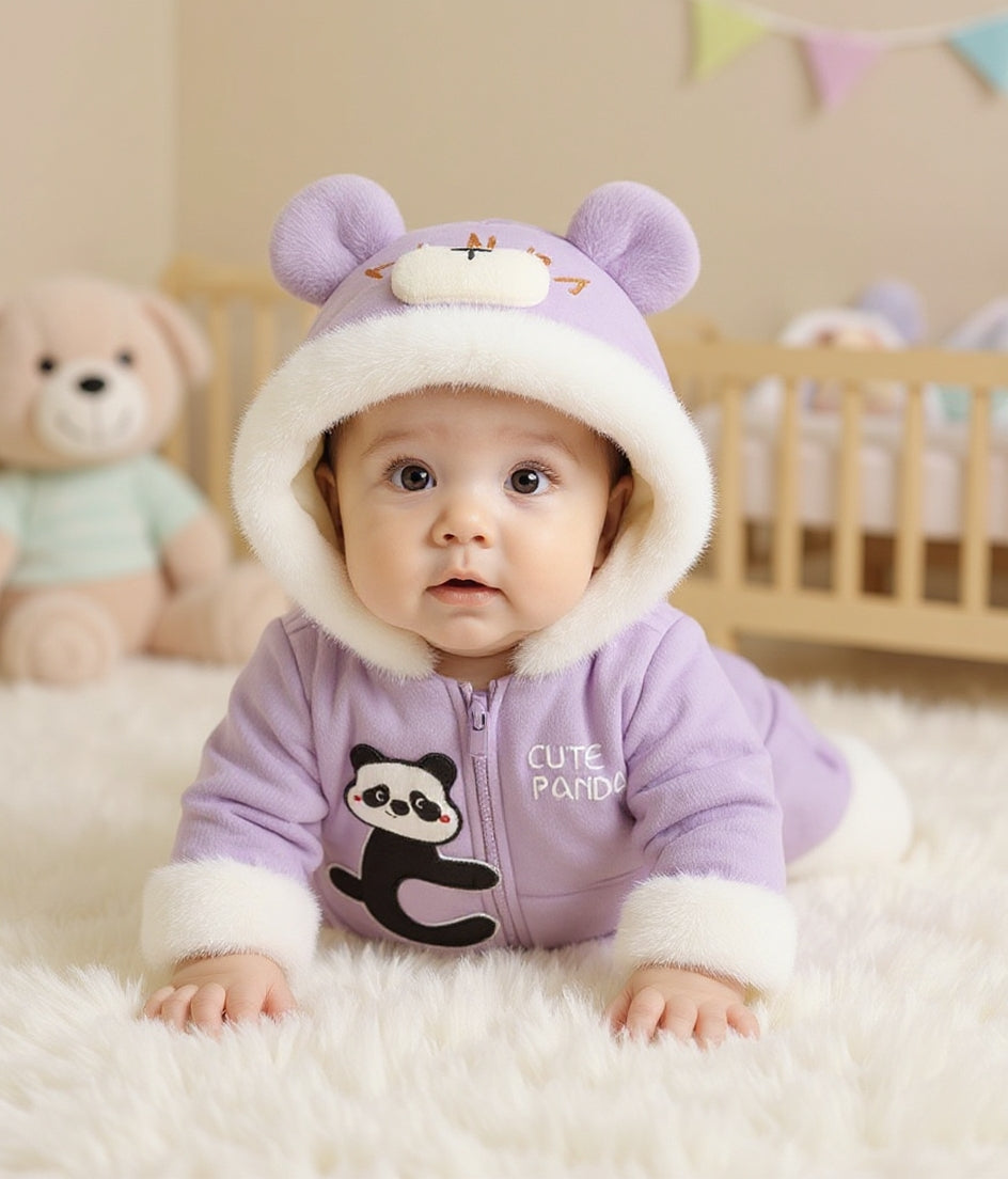 Premium 1-Piece "Cute Panda" Hooded Romper – Ultra-Soft All-Season Jumpsuit for Babies!
