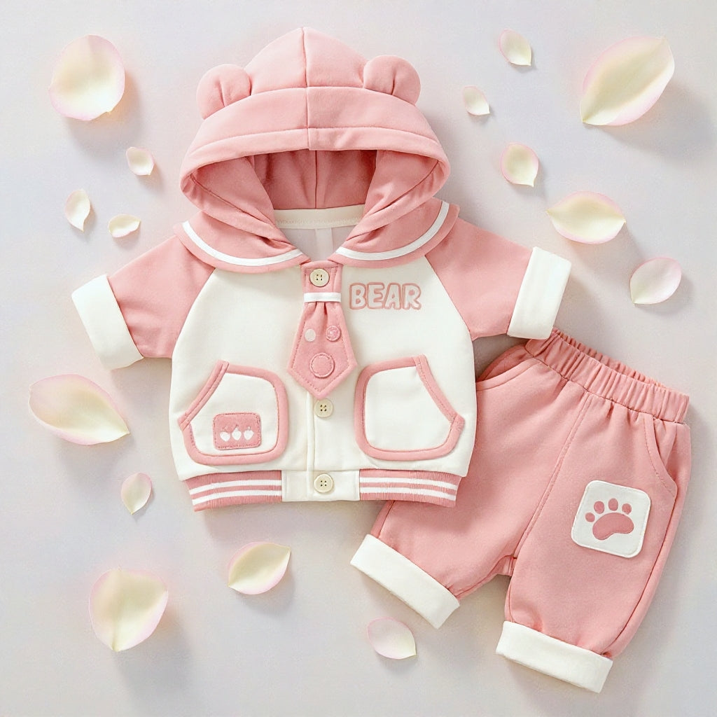 Cute Bear Hoodie Baby Clothing Set – Soft Premium Kids Outfit