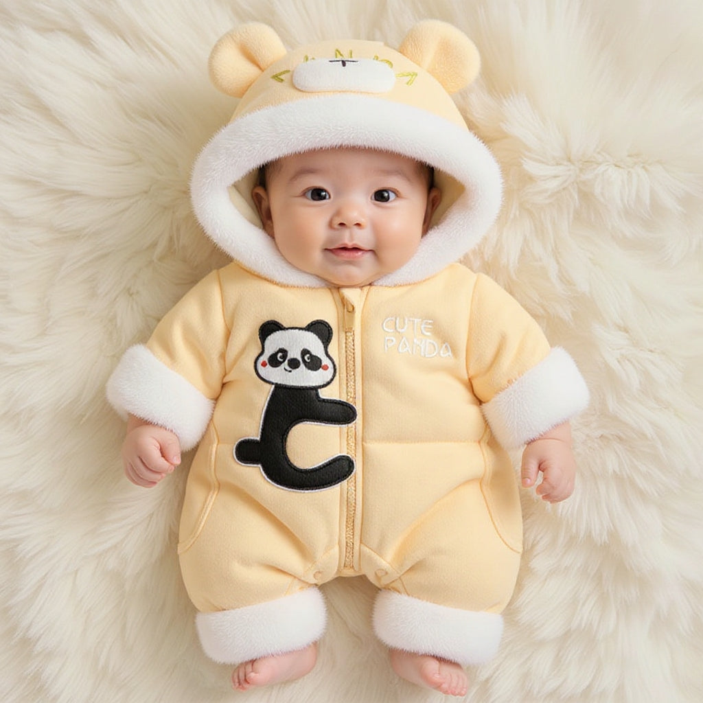 Premium 1-Piece "Cute Panda" Hooded Romper – Ultra-Soft All-Season Jumpsuit for Babies!