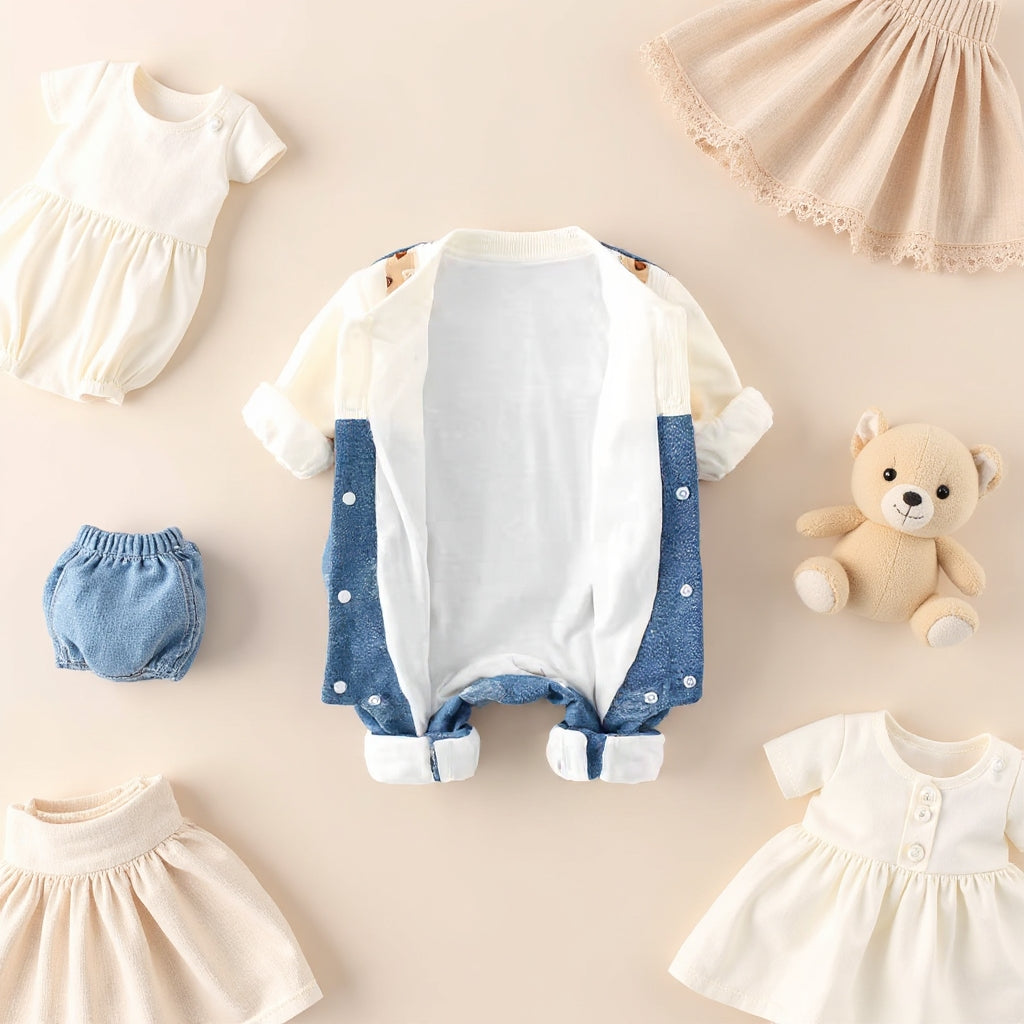 Teddy Buddy Summer Baby Romper – Cute Bear Cotton Outfit for Babies 🧸☀️