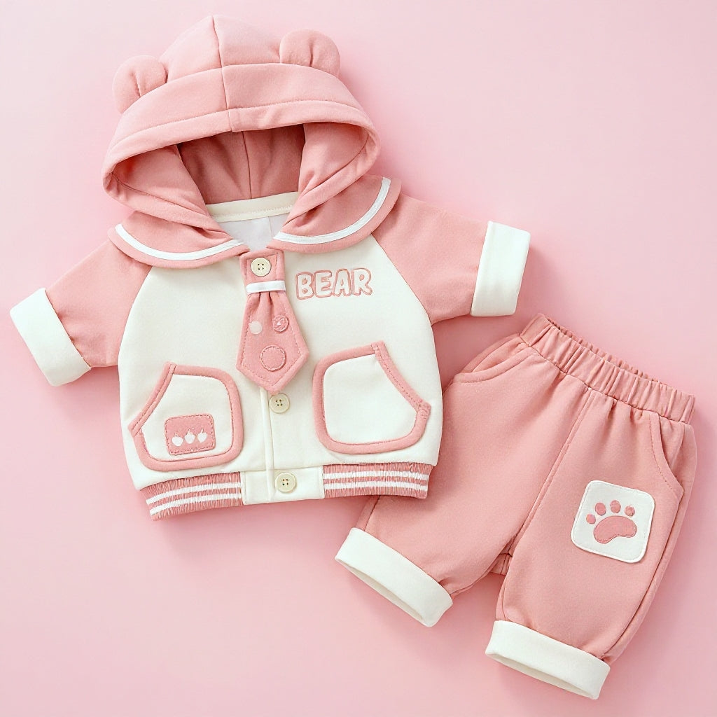 Cute Bear Hoodie Baby Clothing Set – Soft Premium Kids Outfit