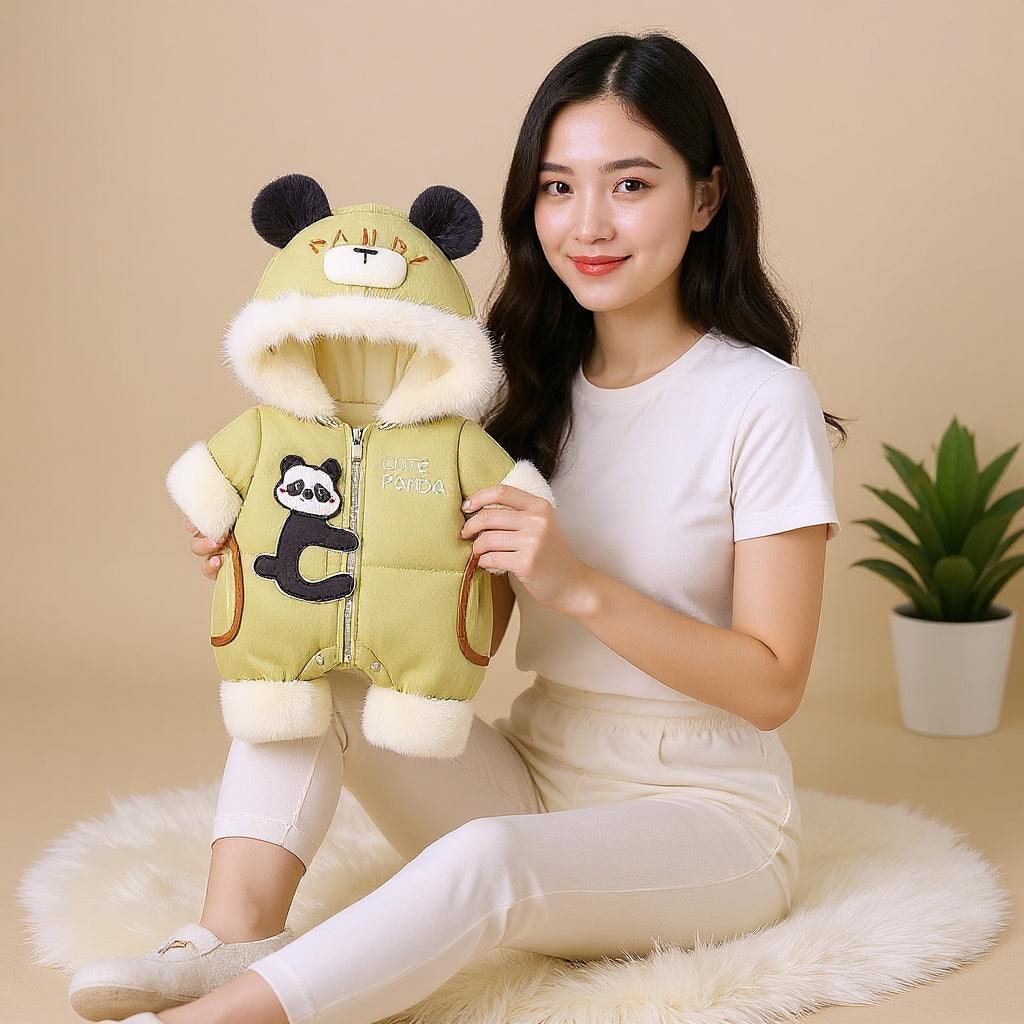 Premium 1-Piece "Cute Panda" Hooded Romper – Ultra-Soft All-Season Jumpsuit for Babies!