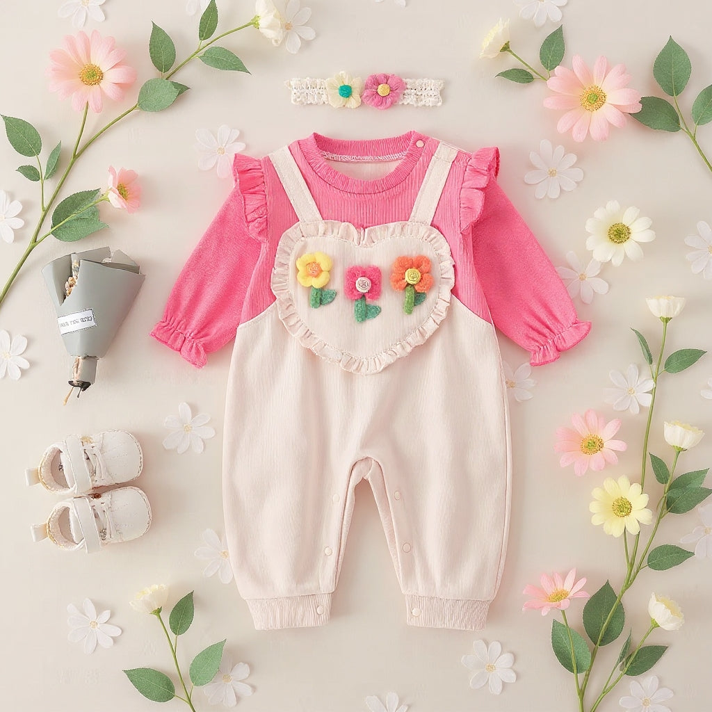 Rani Pink Baby Romper Set – Cute Floral Summer Outfit 👶🌺