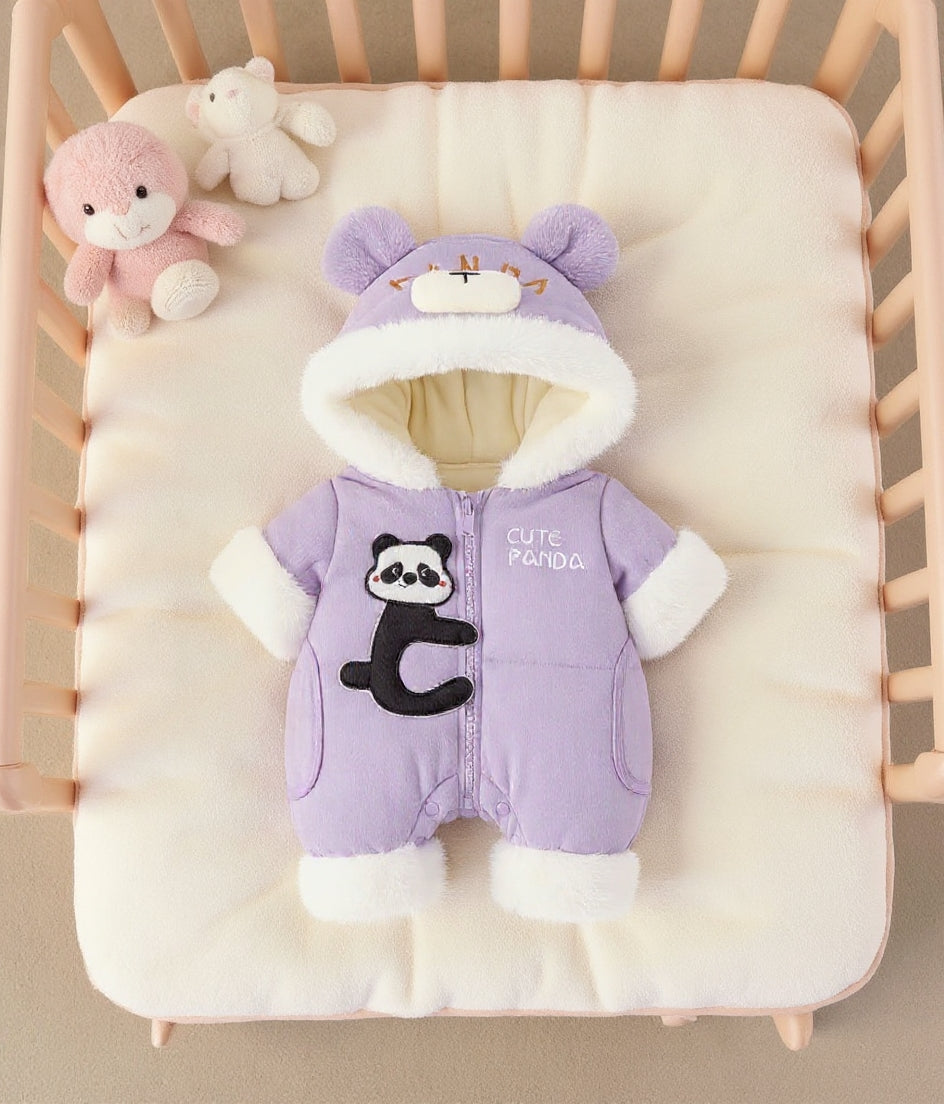 Premium 1-Piece "Cute Panda" Hooded Romper – Ultra-Soft All-Season Jumpsuit for Babies!