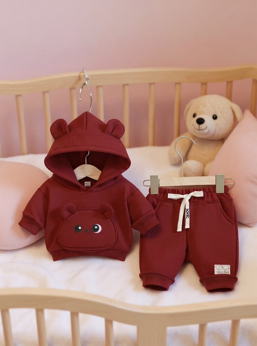 Little Cub Comfort: Premium Bear Hoodie & Jogger Set