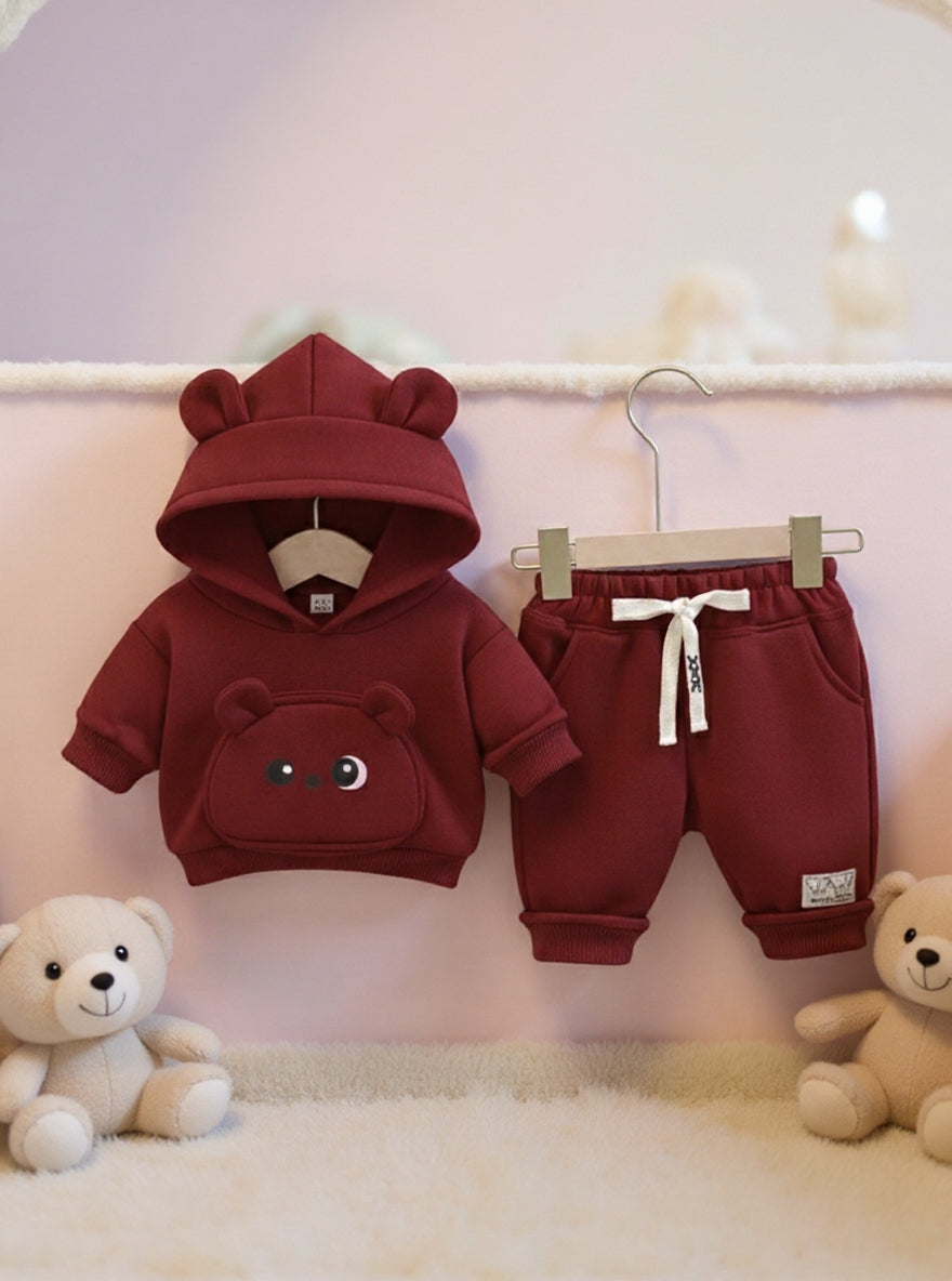 Little Cub Comfort: Premium Bear Hoodie & Jogger Set
