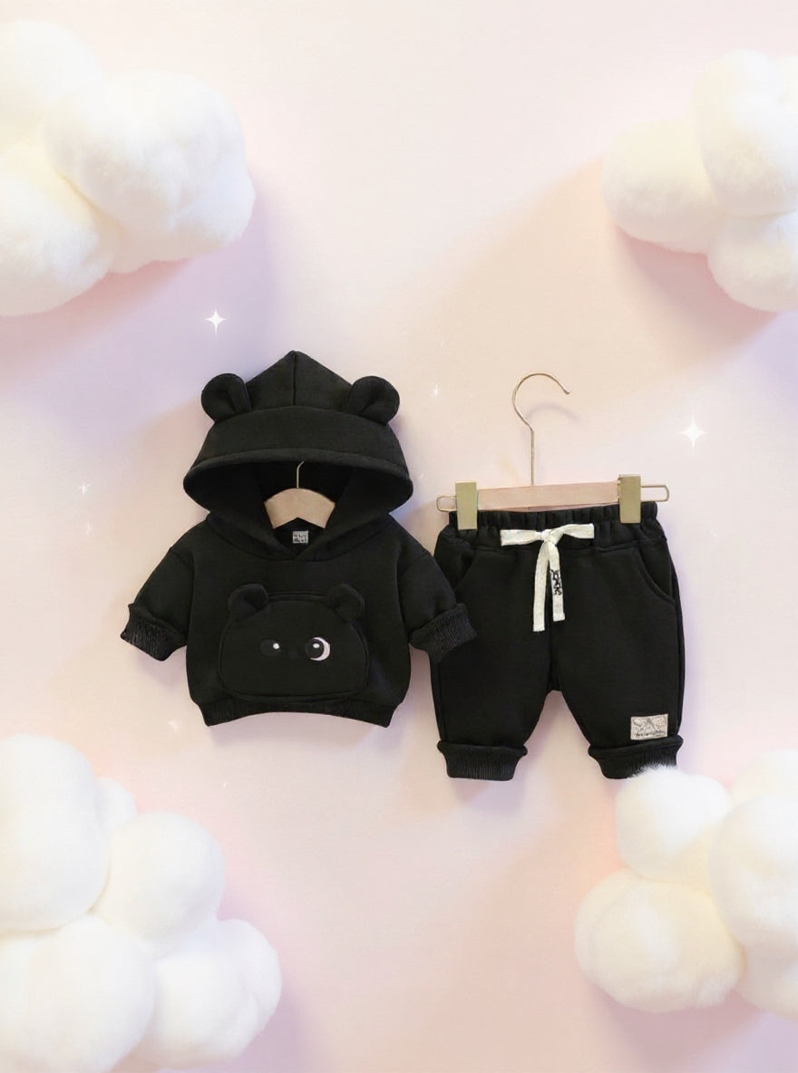 Little Cub Comfort: Premium Bear Hoodie & Jogger Set