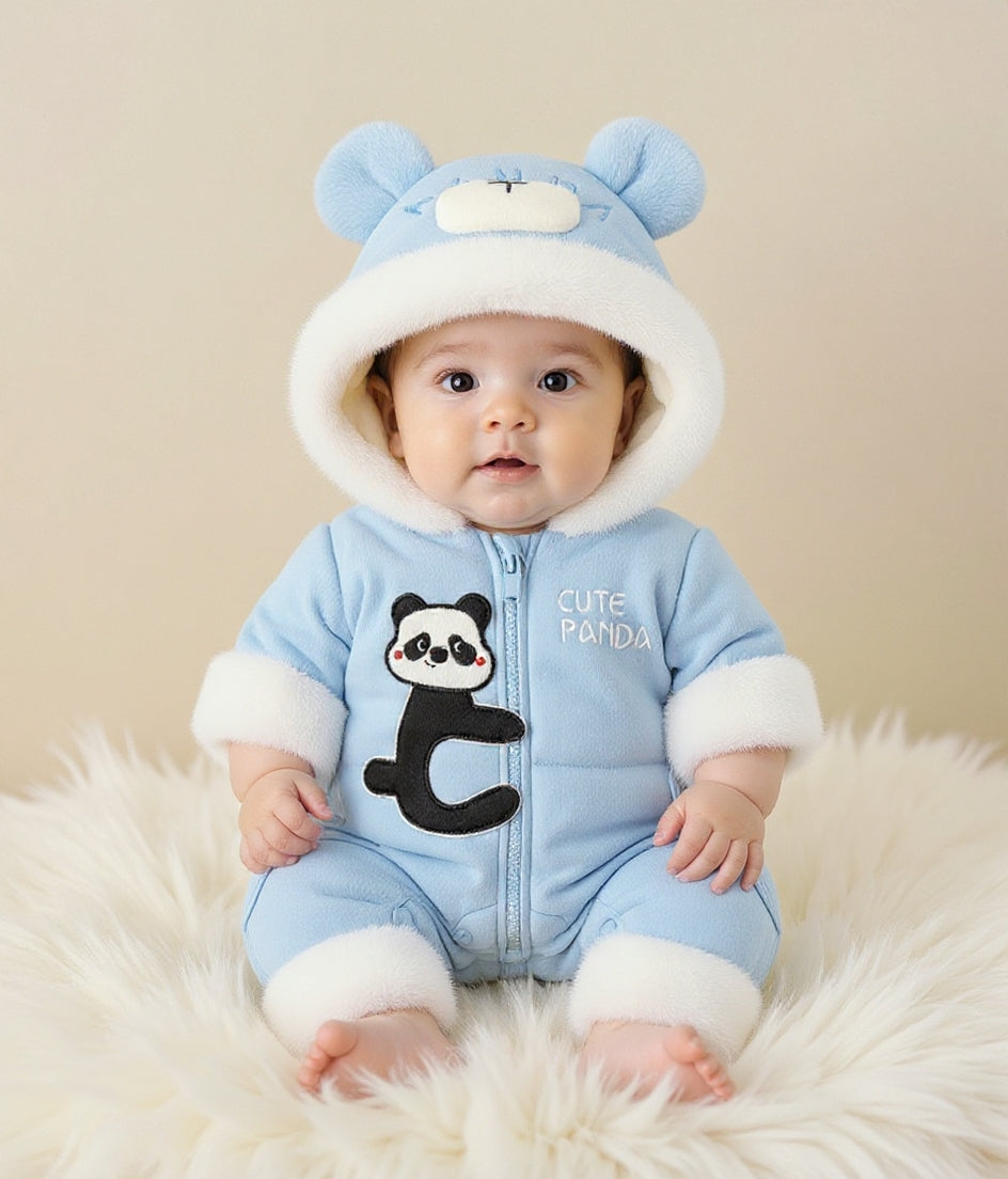 Premium 1-Piece "Cute Panda" Hooded Romper – Ultra-Soft All-Season Jumpsuit for Babies!