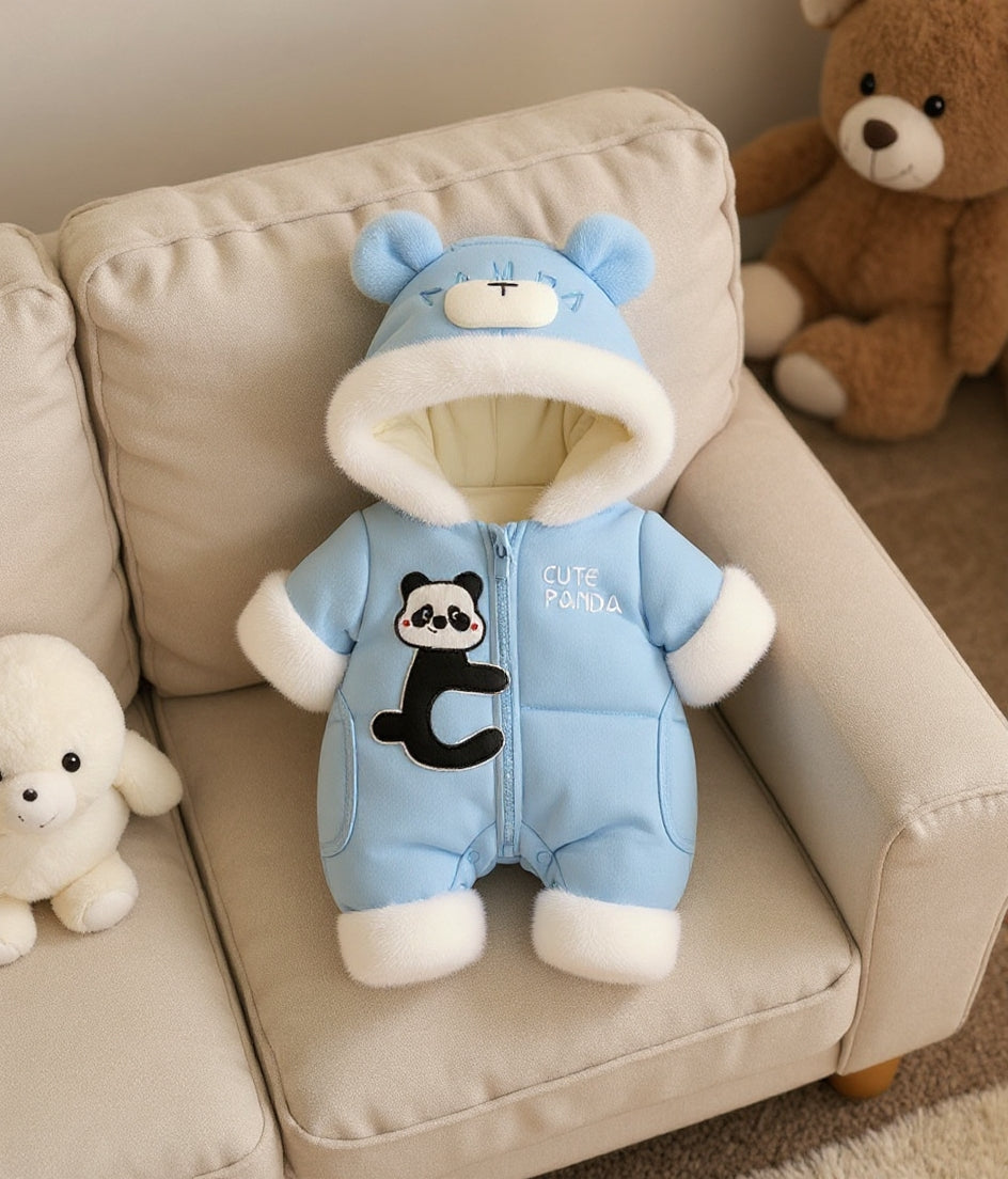 Premium 1-Piece "Cute Panda" Hooded Romper – Ultra-Soft All-Season Jumpsuit for Babies!