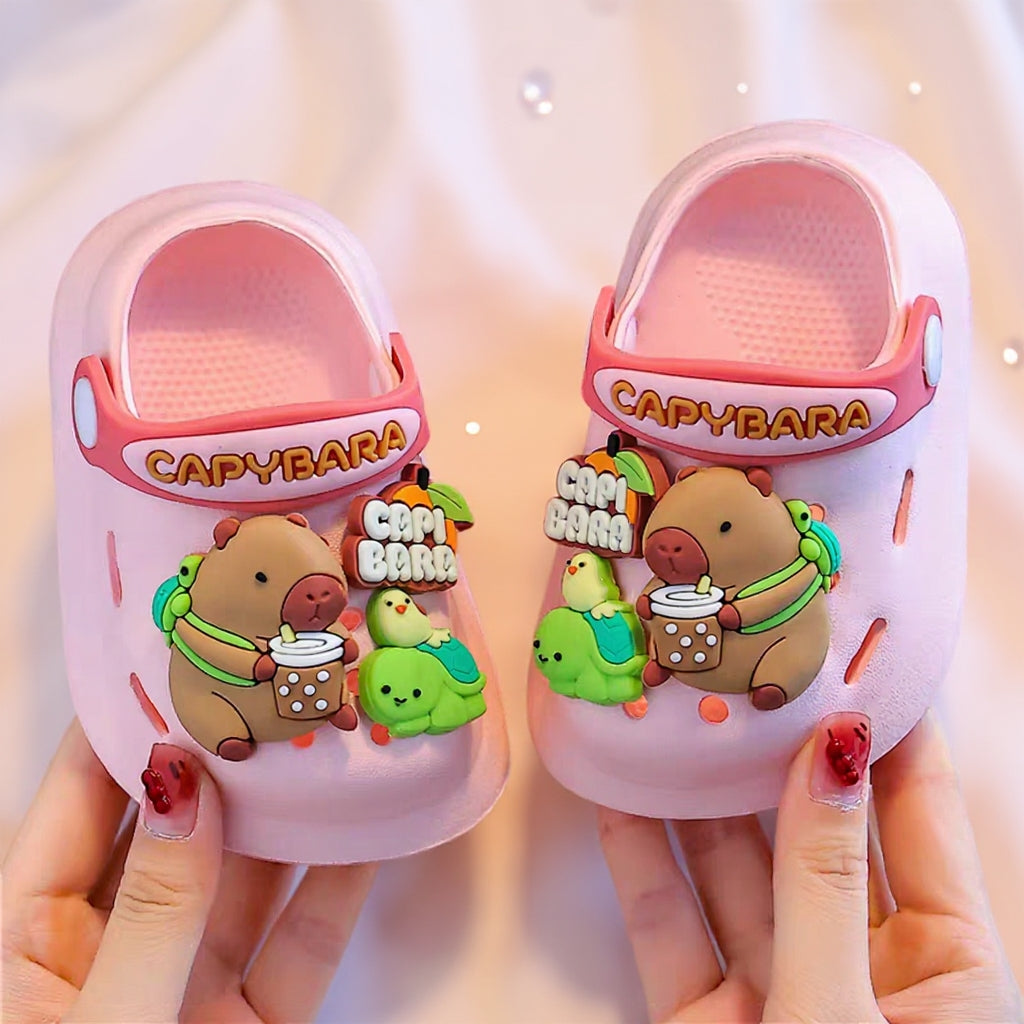 Trendy Unisex Kids Clogs – Lightweight Anti-Slip Cartoon Sandals for Boys & Girls (Pink, Yellow, White