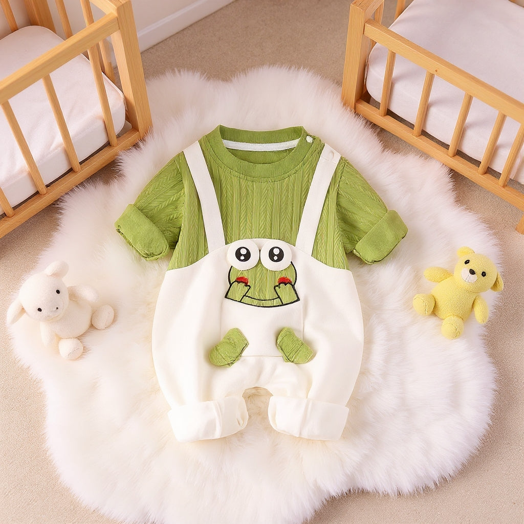 Little Frog Summer Baby Romper – Cute Green Cotton Outfit for Babies 🐸☀️