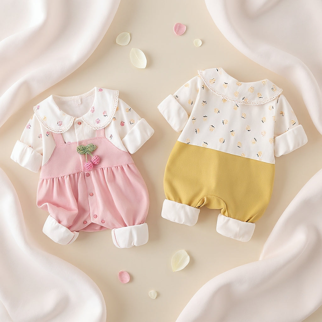 Cute Summer Baby Romper Set – Soft Cotton Floral & Pink Outfit 🌼