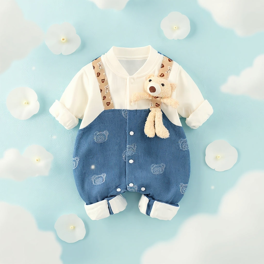 Teddy Buddy Summer Baby Romper – Cute Bear Cotton Outfit for Babies 🧸☀️