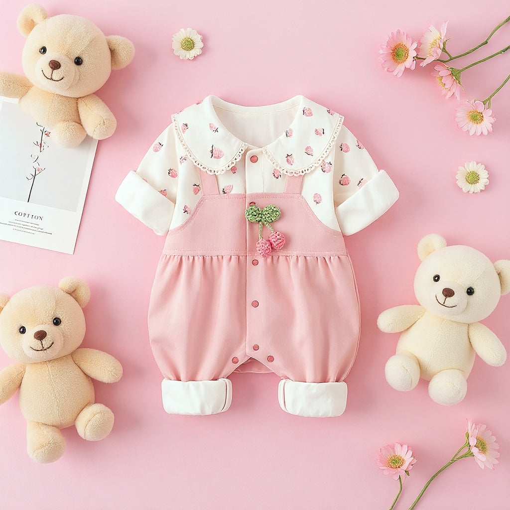 Cute Summer Baby Romper Set – Soft Cotton Floral & Pink Outfit 🌼
