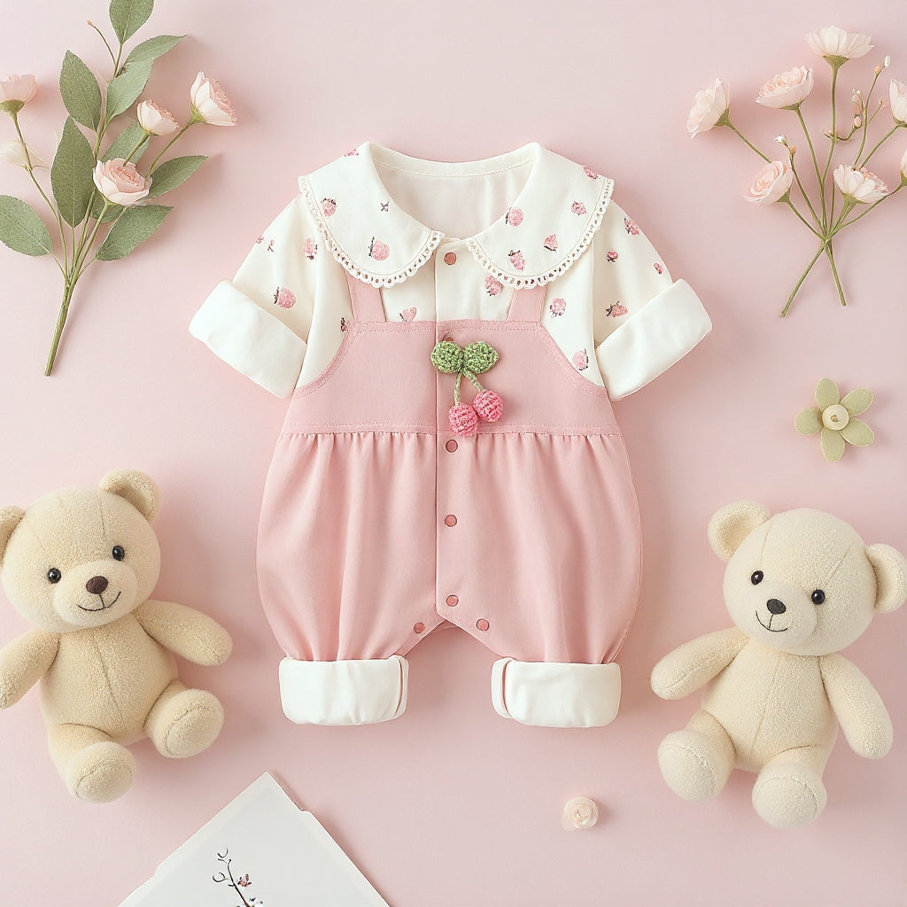 Cute Summer Baby Romper Set – Soft Cotton Floral & Pink Outfit 🌼