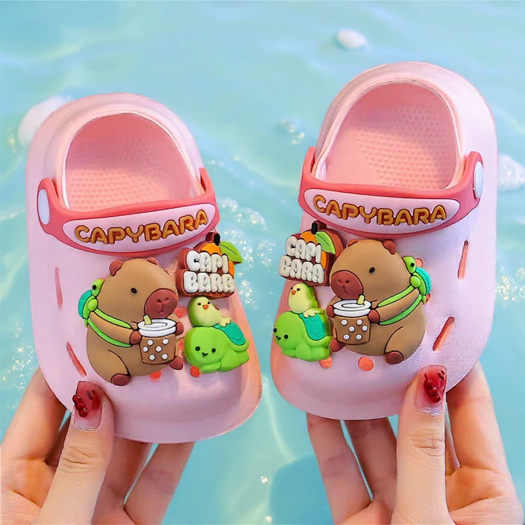 Trendy Unisex Kids Clogs – Lightweight Anti-Slip Cartoon Sandals for Boys & Girls (Pink, Yellow, White