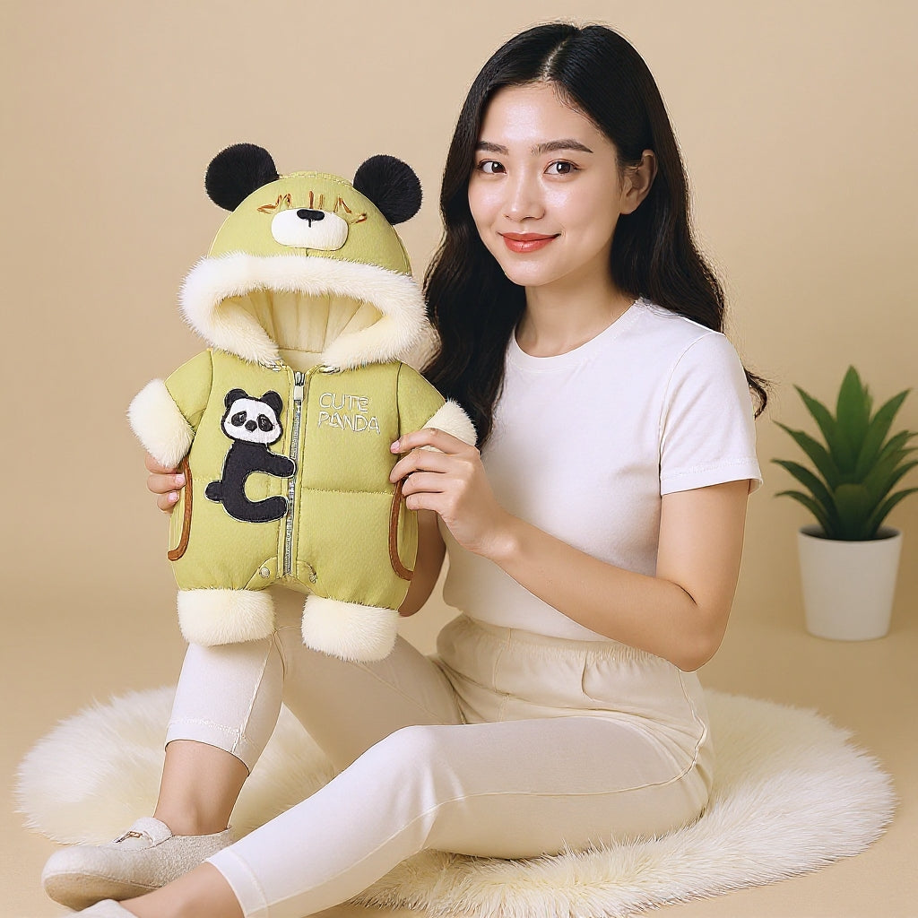 Premium 1-Piece "Cute Panda" Hooded Romper – Ultra-Soft All-Season Jumpsuit for Babies!