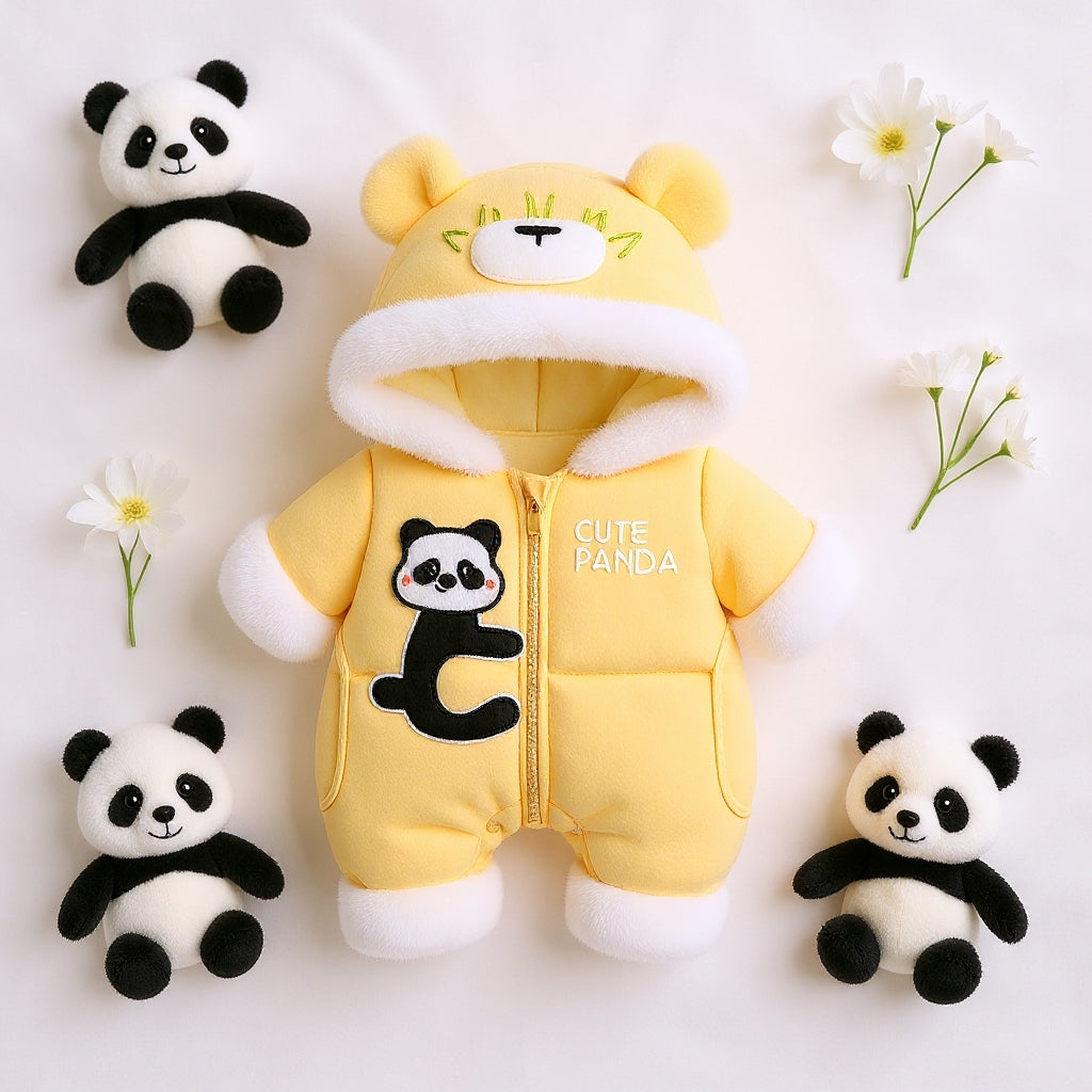 Premium 1-Piece "Cute Panda" Hooded Romper – Ultra-Soft All-Season Jumpsuit for Babies!