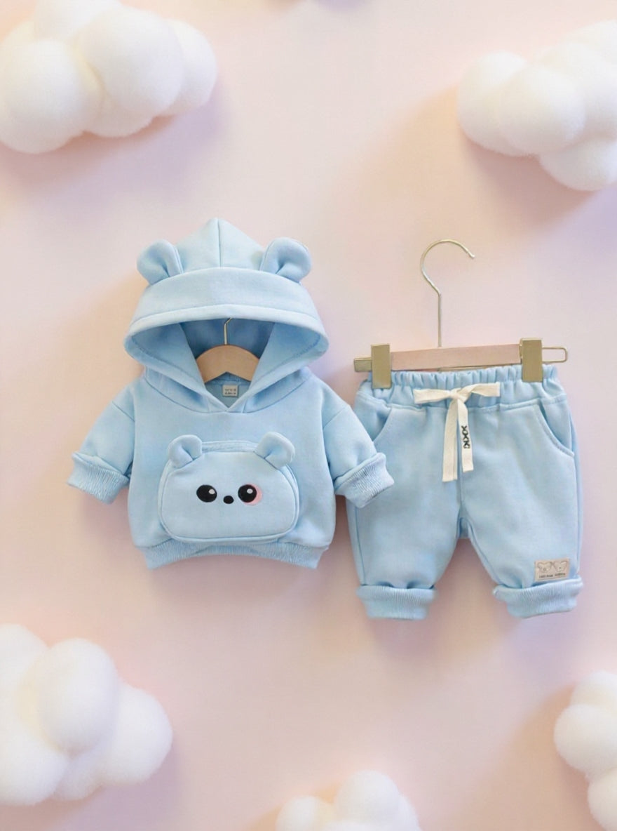 Little Cub Comfort: Premium Bear Hoodie & Jogger Set