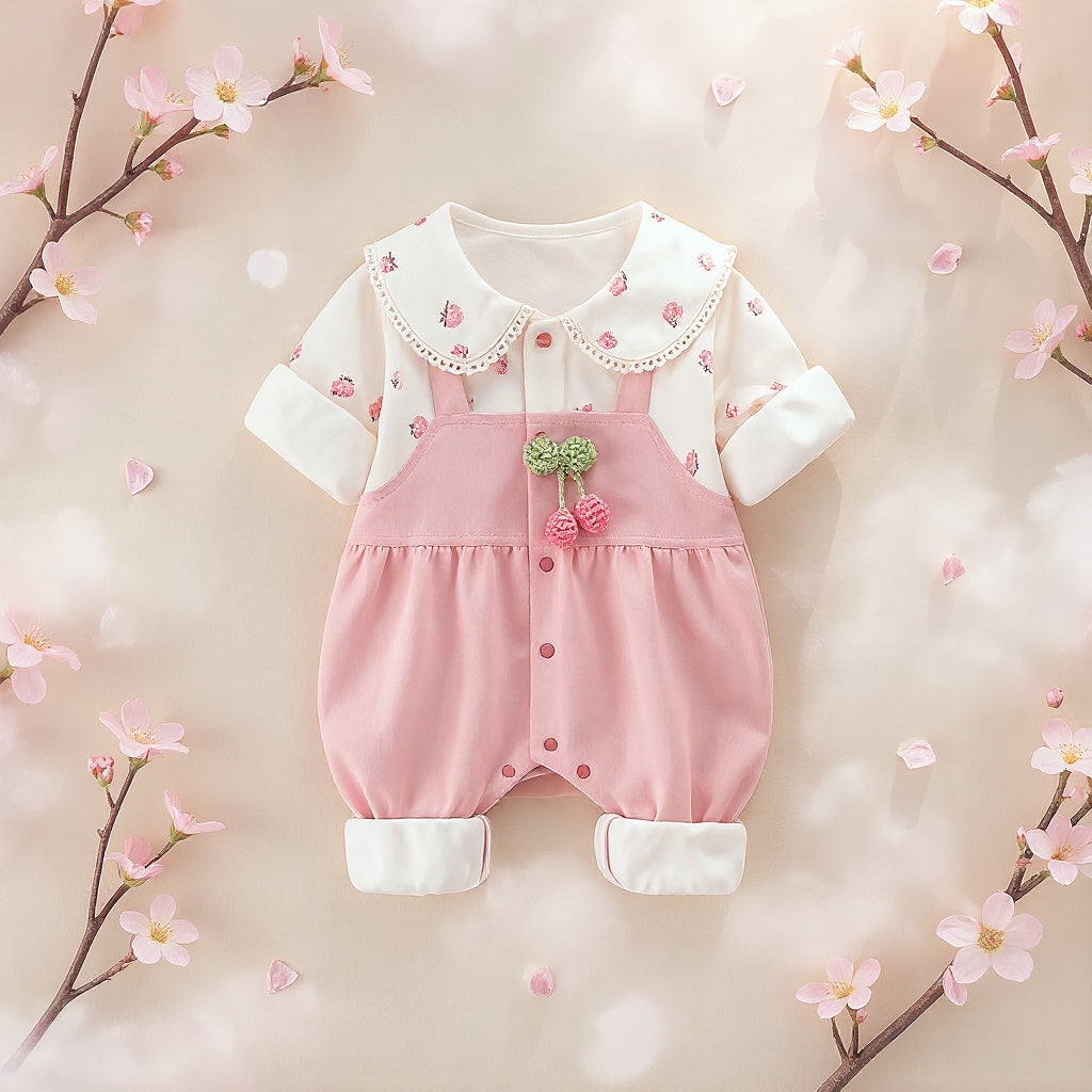 Cute Summer Baby Romper Set – Soft Cotton Floral & Pink Outfit 🌼