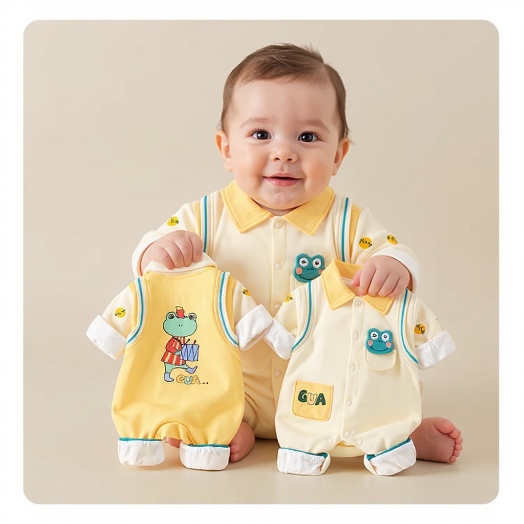 🐸 Cute Frog Baby Romper – Soft Cotton Jumpsuit 👶✨