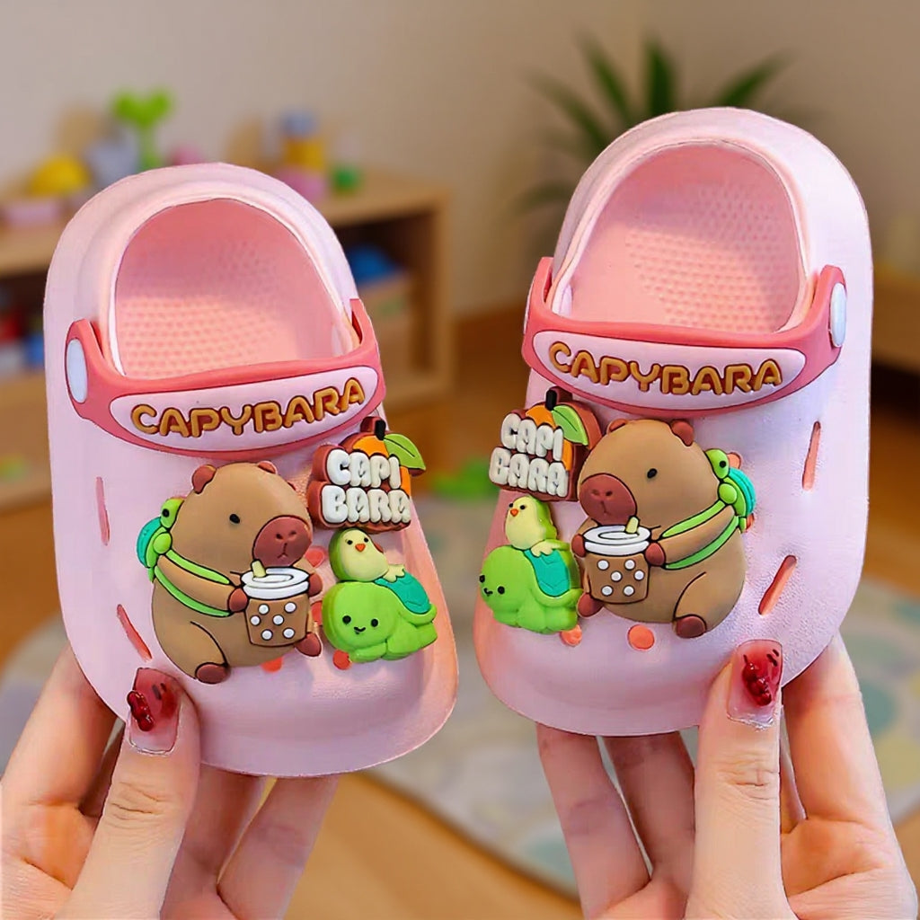 Trendy Unisex Kids Clogs – Lightweight Anti-Slip Cartoon Sandals for Boys & Girls (Pink, Yellow, White