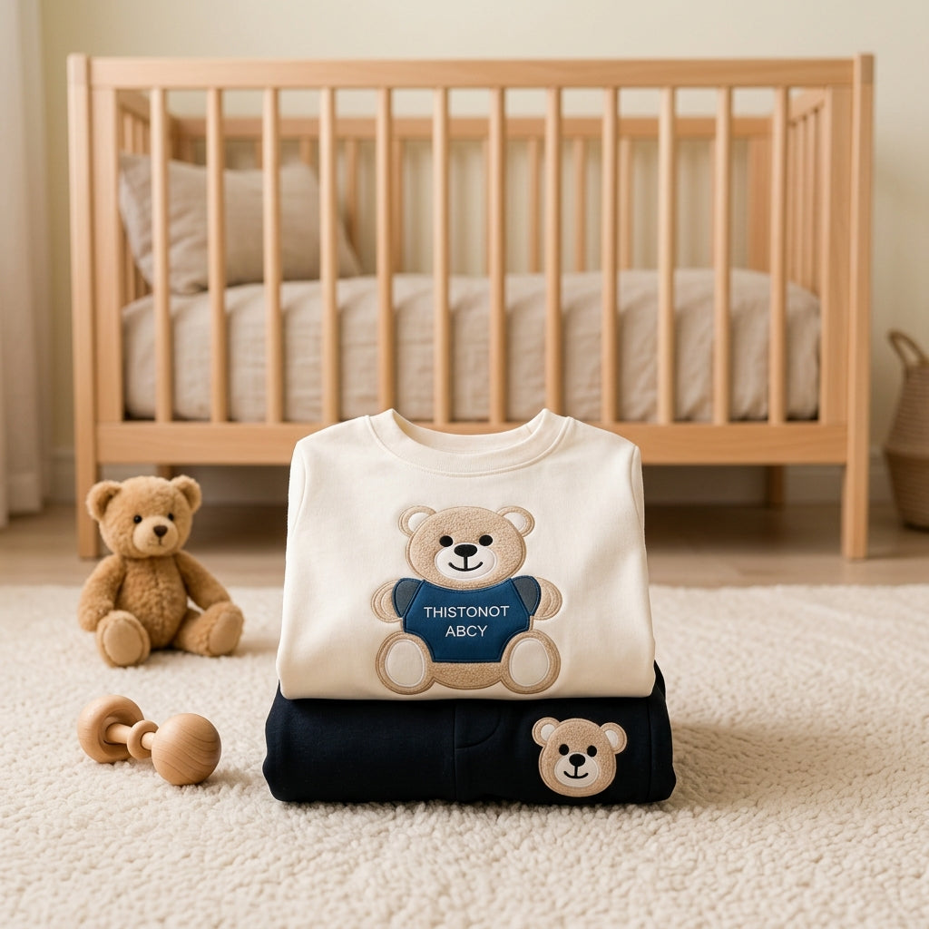 🧸 Cute Bear Hoodie 3-Piece Baby Clothing Set | Soft Cotton Blend Jacket, T-Shirt & Jogger Pant | Premium Kids Outfit | Unisex | All Season Wear (0-5 Years)