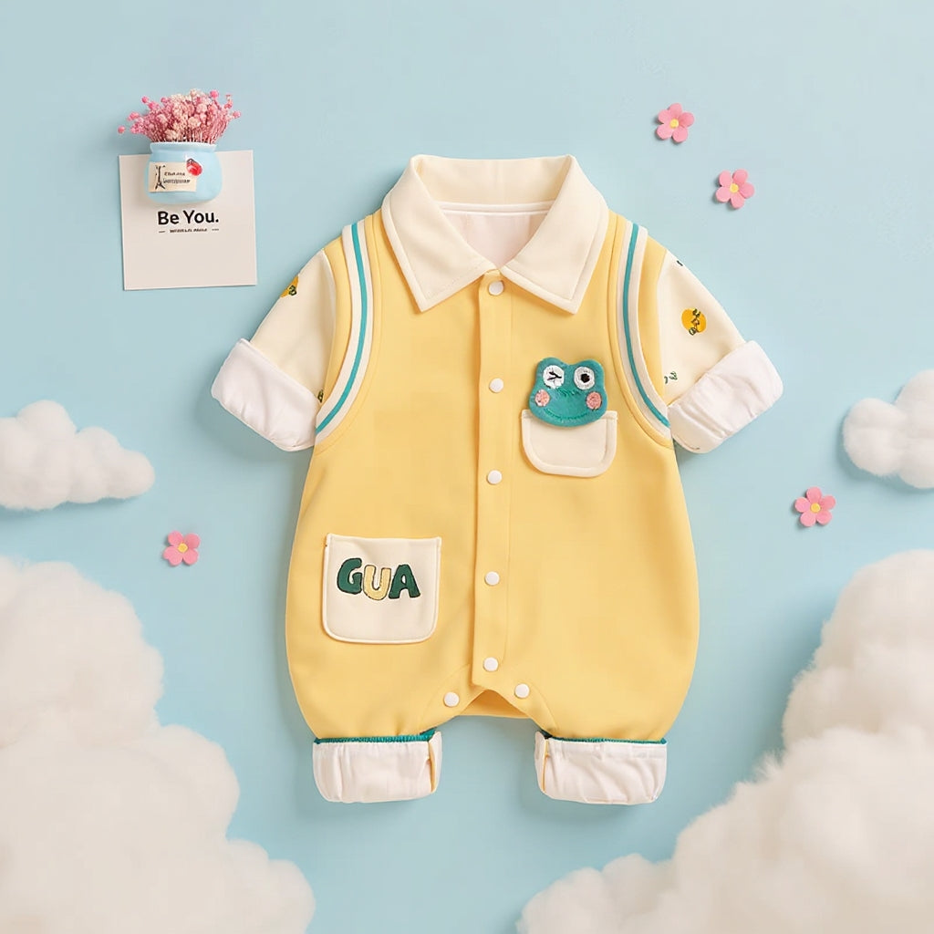 🐸 Cute Frog Baby Romper – Soft Cotton Jumpsuit 👶✨