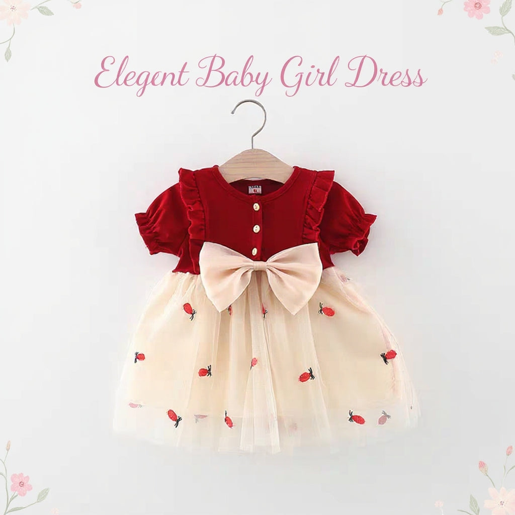 🍓 Cute Bunny Strawberry Baby Girl Party Dress 🎀