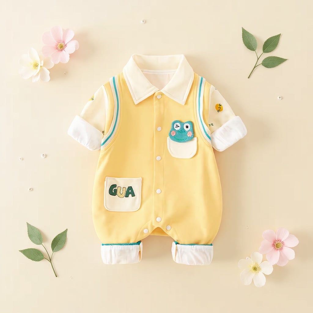 🐸 Cute Frog Baby Romper – Soft Cotton Jumpsuit 👶✨