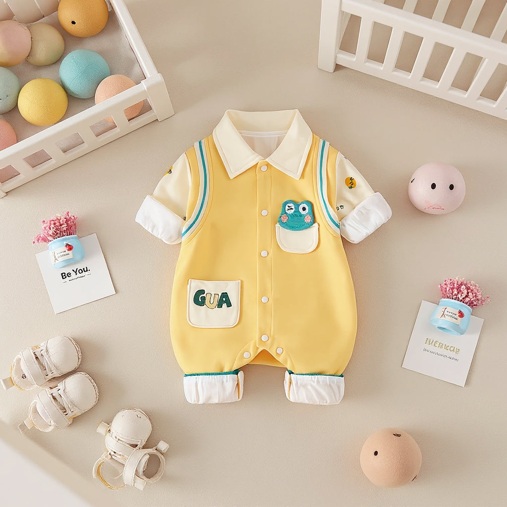 🐸 Cute Frog Baby Romper – Soft Cotton Jumpsuit 👶✨