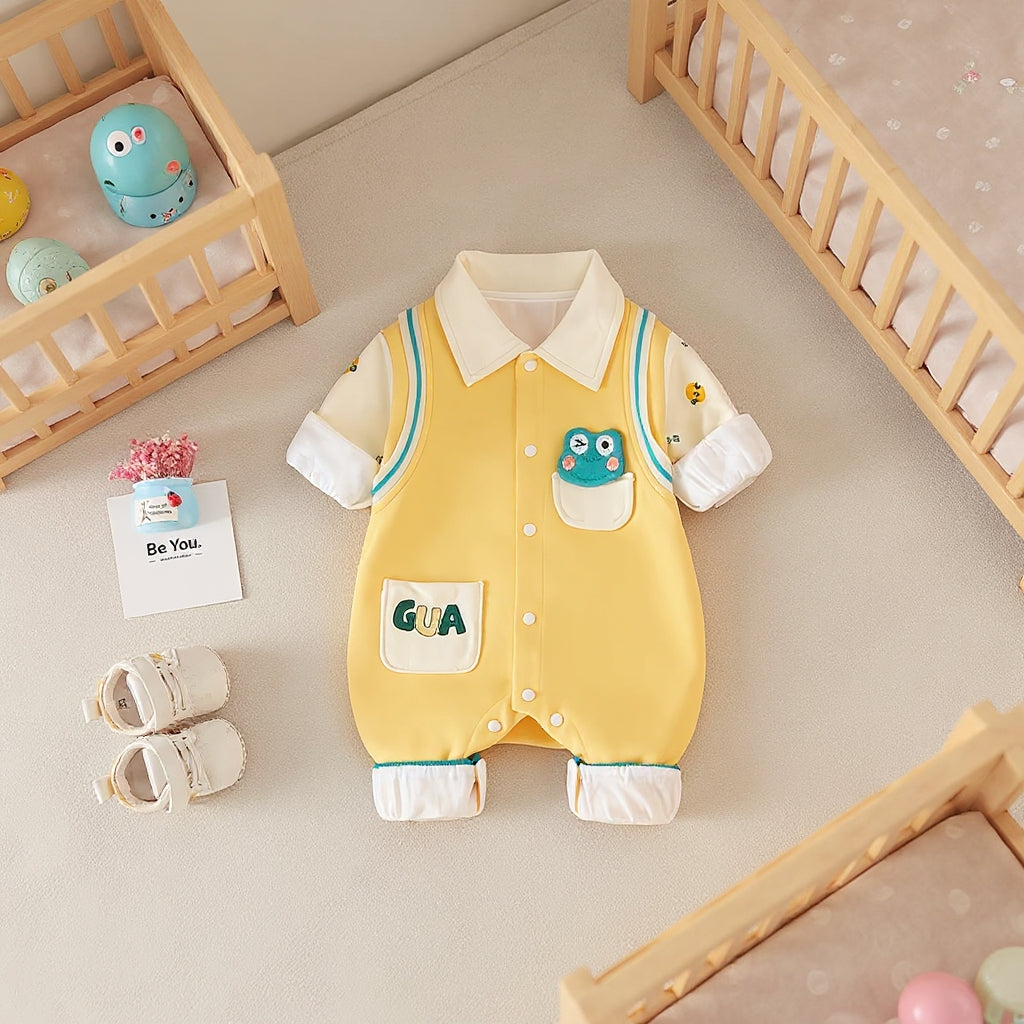 🐸 Cute Frog Baby Romper – Soft Cotton Jumpsuit 👶✨