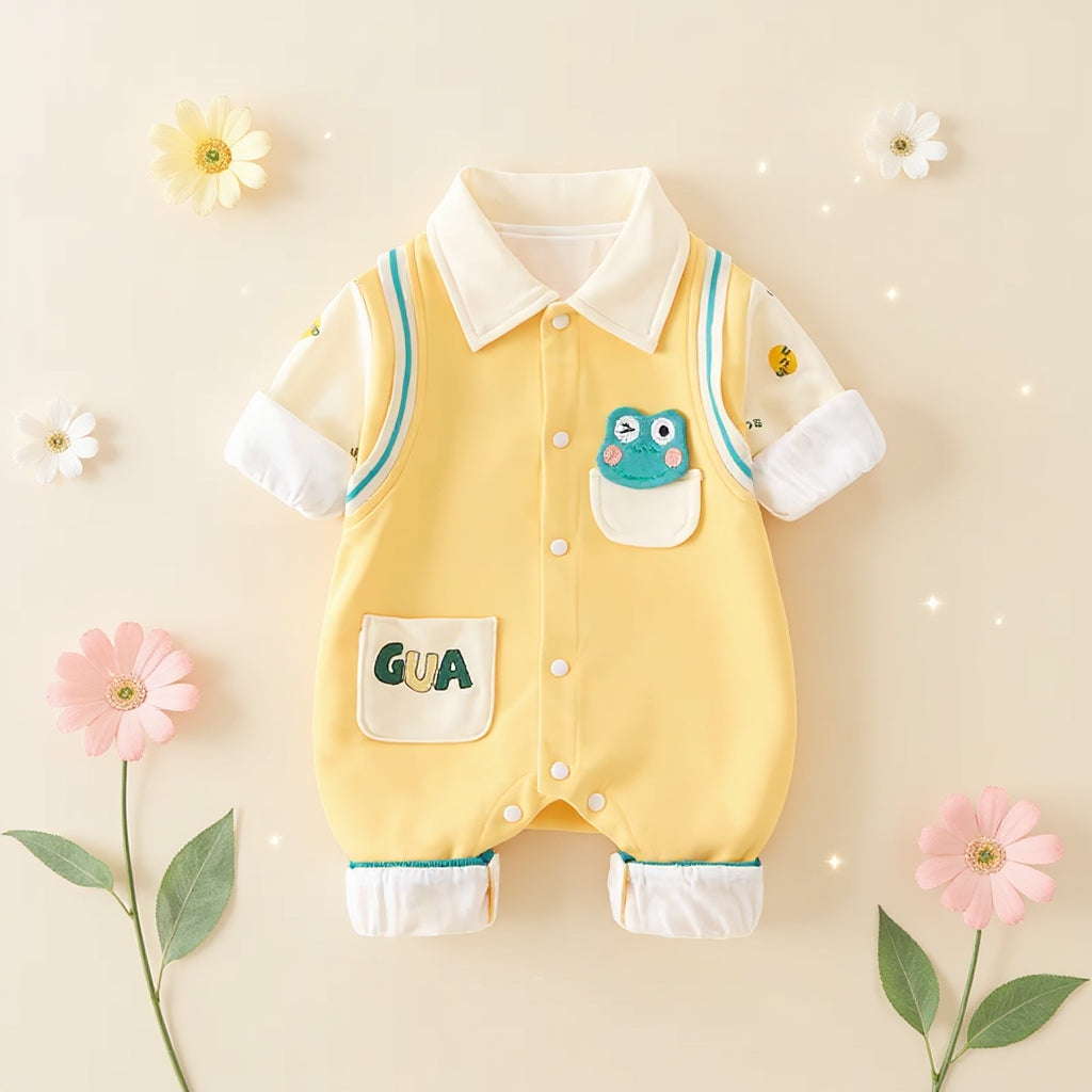 🐸 Cute Frog Baby Romper – Soft Cotton Jumpsuit 👶✨