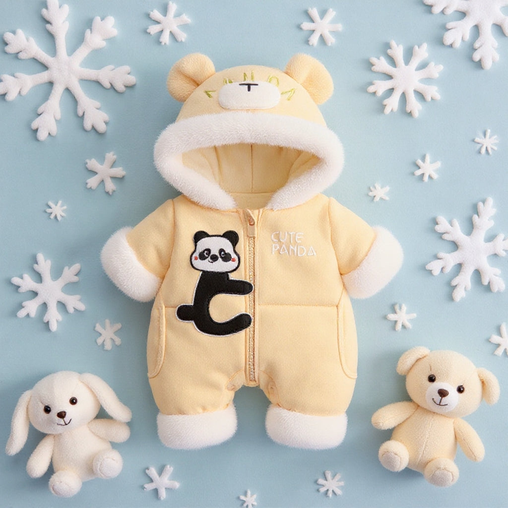 Premium 1-Piece "Cute Panda" Hooded Romper – Ultra-Soft All-Season Jumpsuit for Babies!