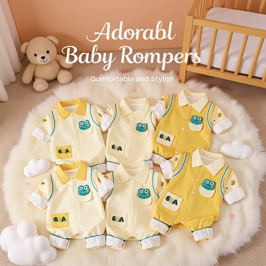 🐸 Cute Frog Baby Romper – Soft Cotton Jumpsuit 👶✨