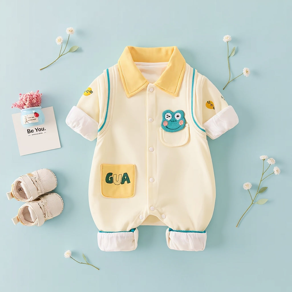🐸 Cute Frog Baby Romper – Soft Cotton Jumpsuit 👶✨