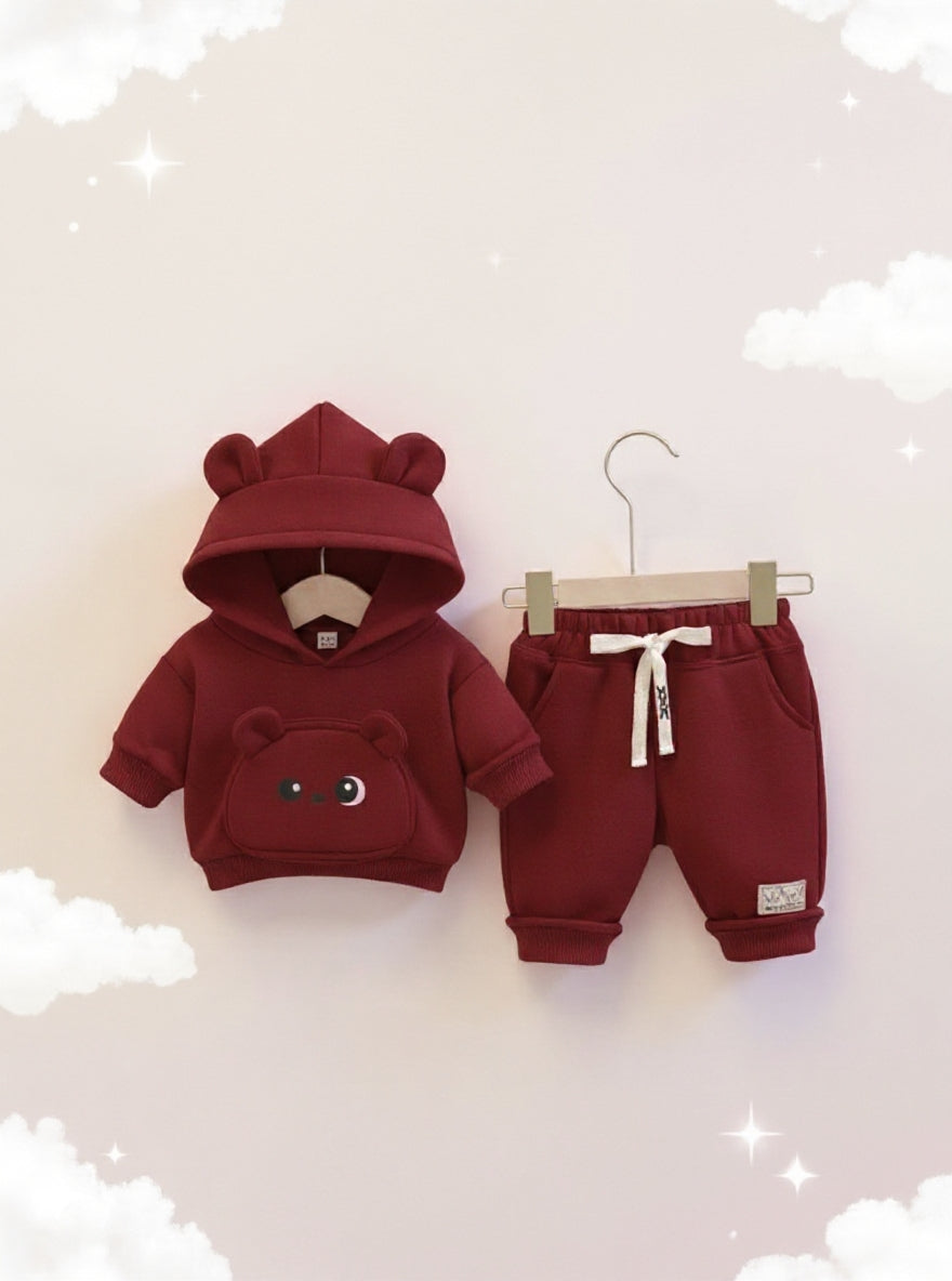 Little Cub Comfort: Premium Bear Hoodie & Jogger Set