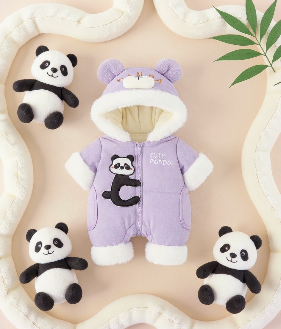 Premium 1-Piece "Cute Panda" Hooded Romper – Ultra-Soft All-Season Jumpsuit for Babies!