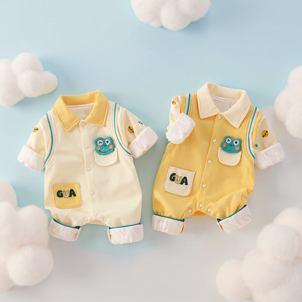 🐸 Cute Frog Baby Romper – Soft Cotton Jumpsuit 👶✨