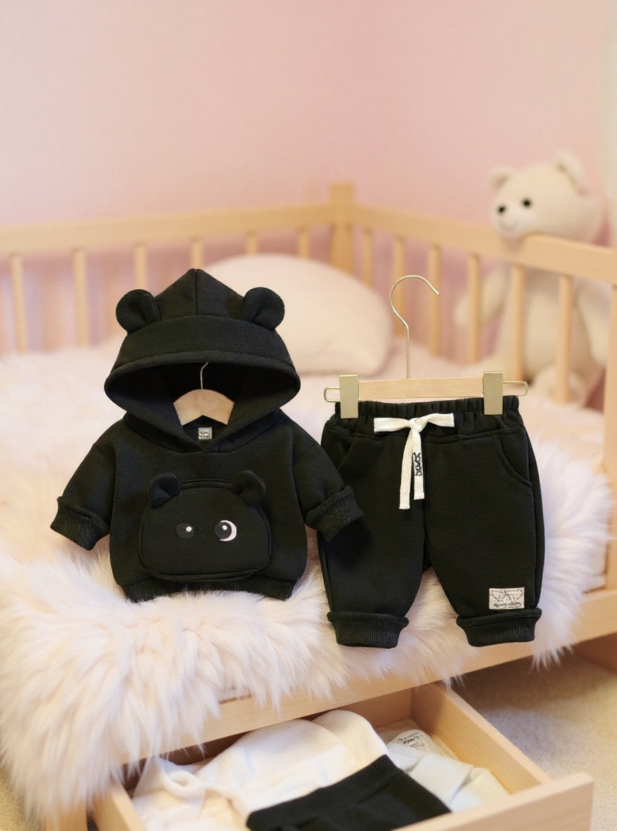 Little Cub Comfort: Premium Bear Hoodie & Jogger Set