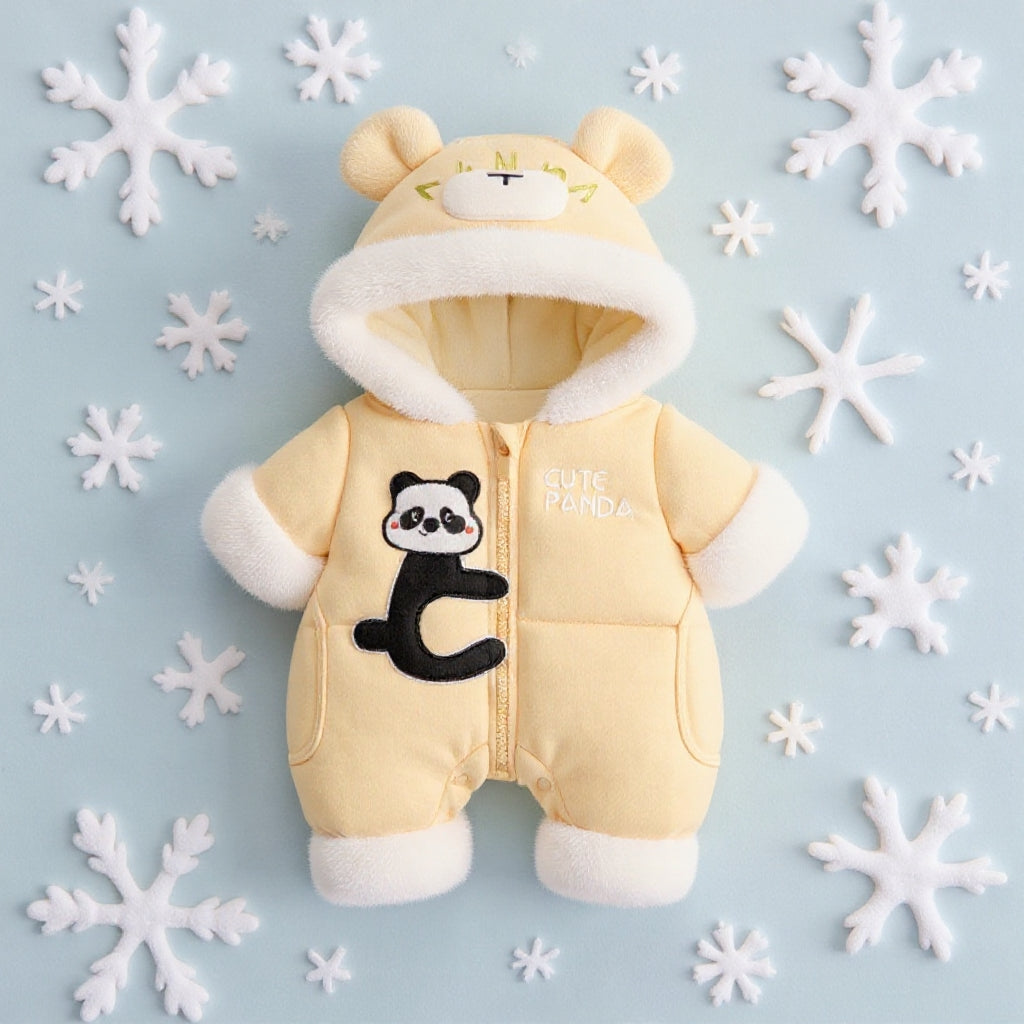 Premium 1-Piece "Cute Panda" Hooded Romper – Ultra-Soft All-Season Jumpsuit for Babies!