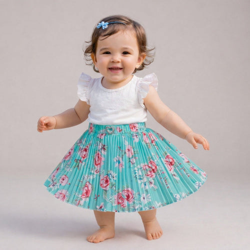 Baby Girls Floral Pleated Skirt (Single Piece Only - Skirt)