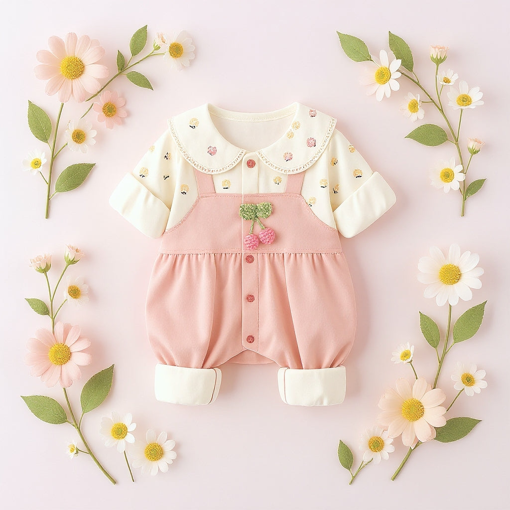 Cute Summer Baby Romper Set – Soft Cotton Floral & Pink Outfit 🌼