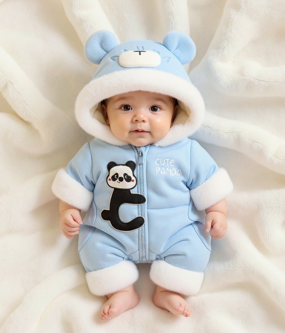 Premium 1-Piece "Cute Panda" Hooded Romper – Ultra-Soft All-Season Jumpsuit for Babies!