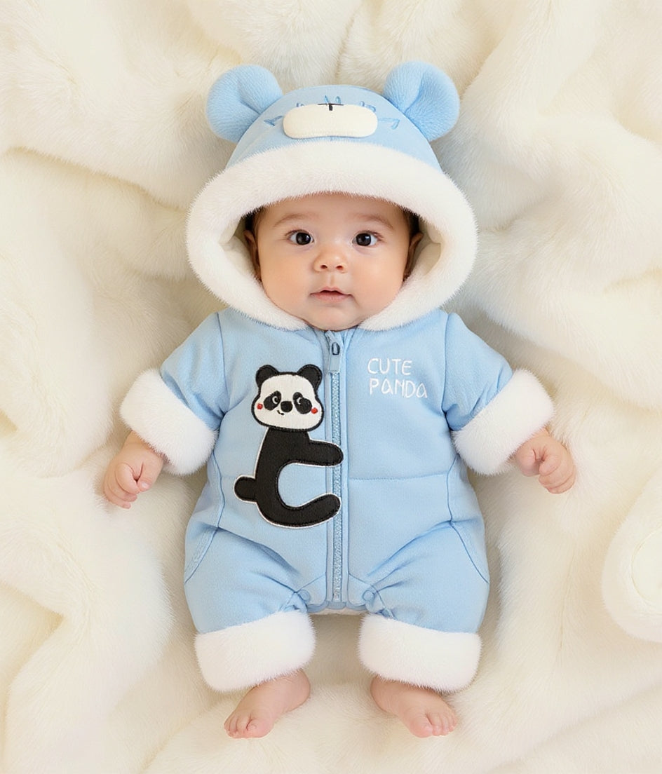 Premium 1-Piece "Cute Panda" Hooded Romper – Ultra-Soft All-Season Jumpsuit for Babies!