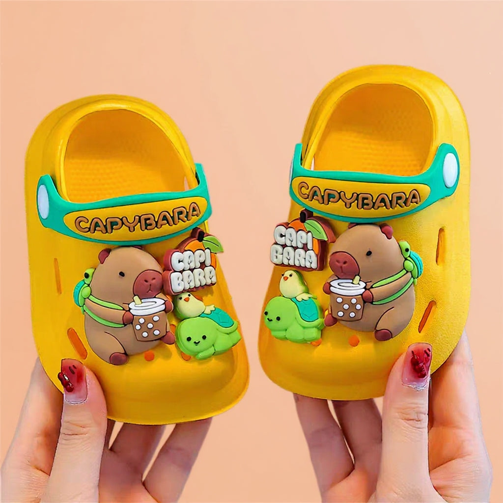 Trendy Unisex Kids Clogs – Lightweight Anti-Slip Cartoon Sandals for Boys & Girls (Pink, Yellow, White