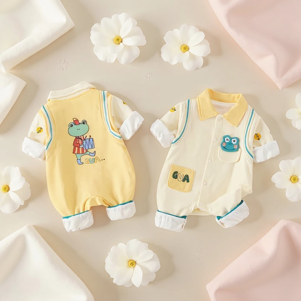 🐸 Cute Frog Baby Romper – Soft Cotton Jumpsuit 👶✨