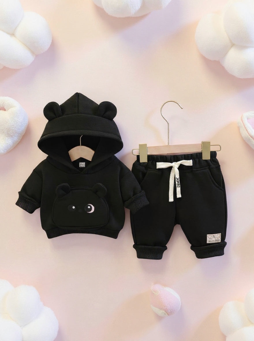 Little Cub Comfort: Premium Bear Hoodie & Jogger Set
